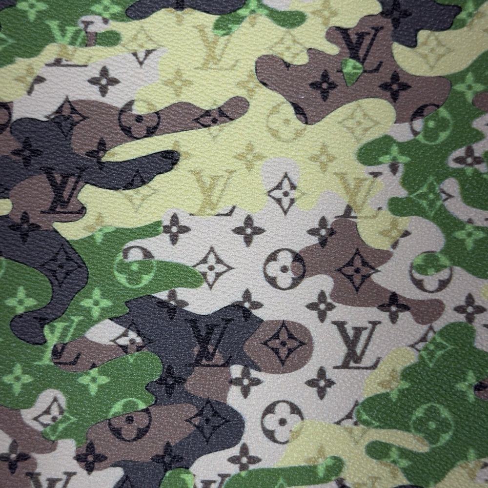 LV Green Camouflage Monogram Vinyl for Crafting Classic Size   piece 12" X 12"